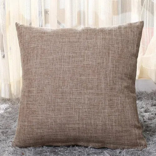 Housse de coussin texture lin kaki