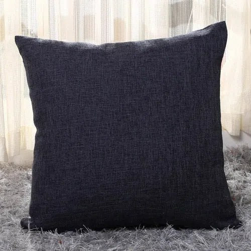 Housse de coussin texture lin noir