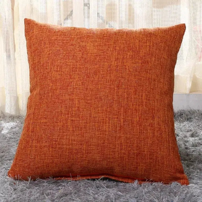 Housse de coussin texture lin orange