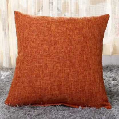 Housse de coussin texture lin orange