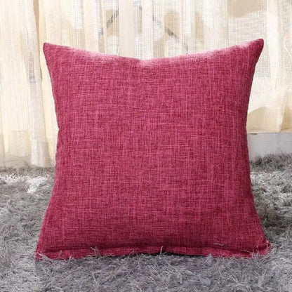 Housse de coussin texture lin rouge rosé