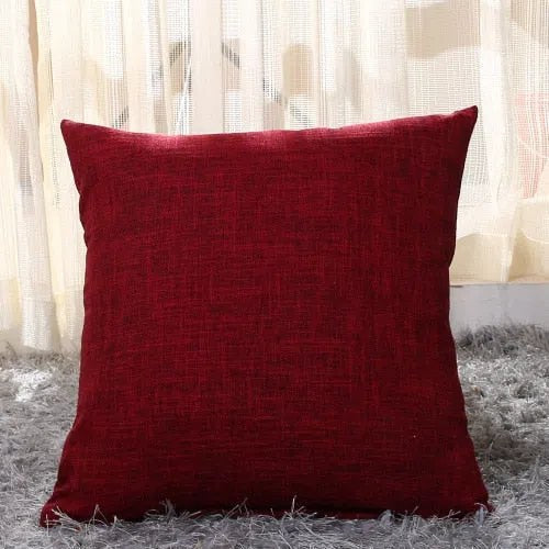 Housse de coussin texture lin vin rouge