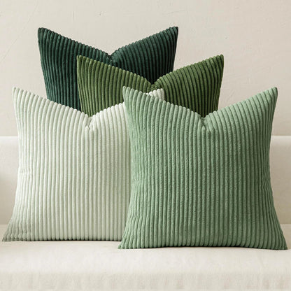 Lot de 4 housses de coussin en velours côtelé, camaïeu de verts