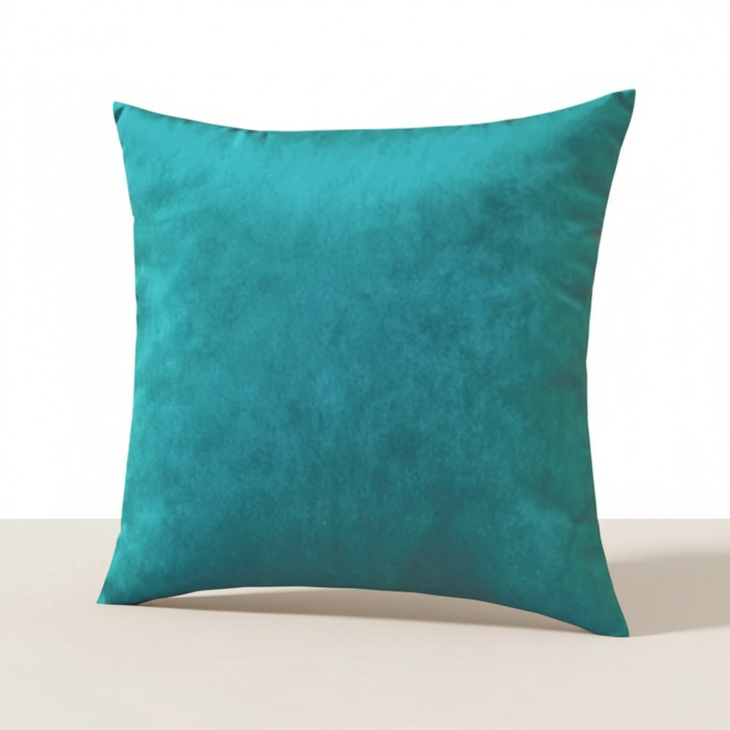 Petite housse de coussin 35 x 35 cm en velours bleu paon