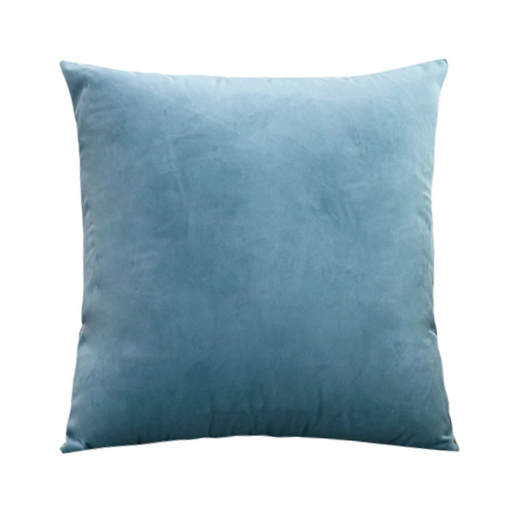 Petite housse de coussin 35 x 35 cm en velours bleu gris