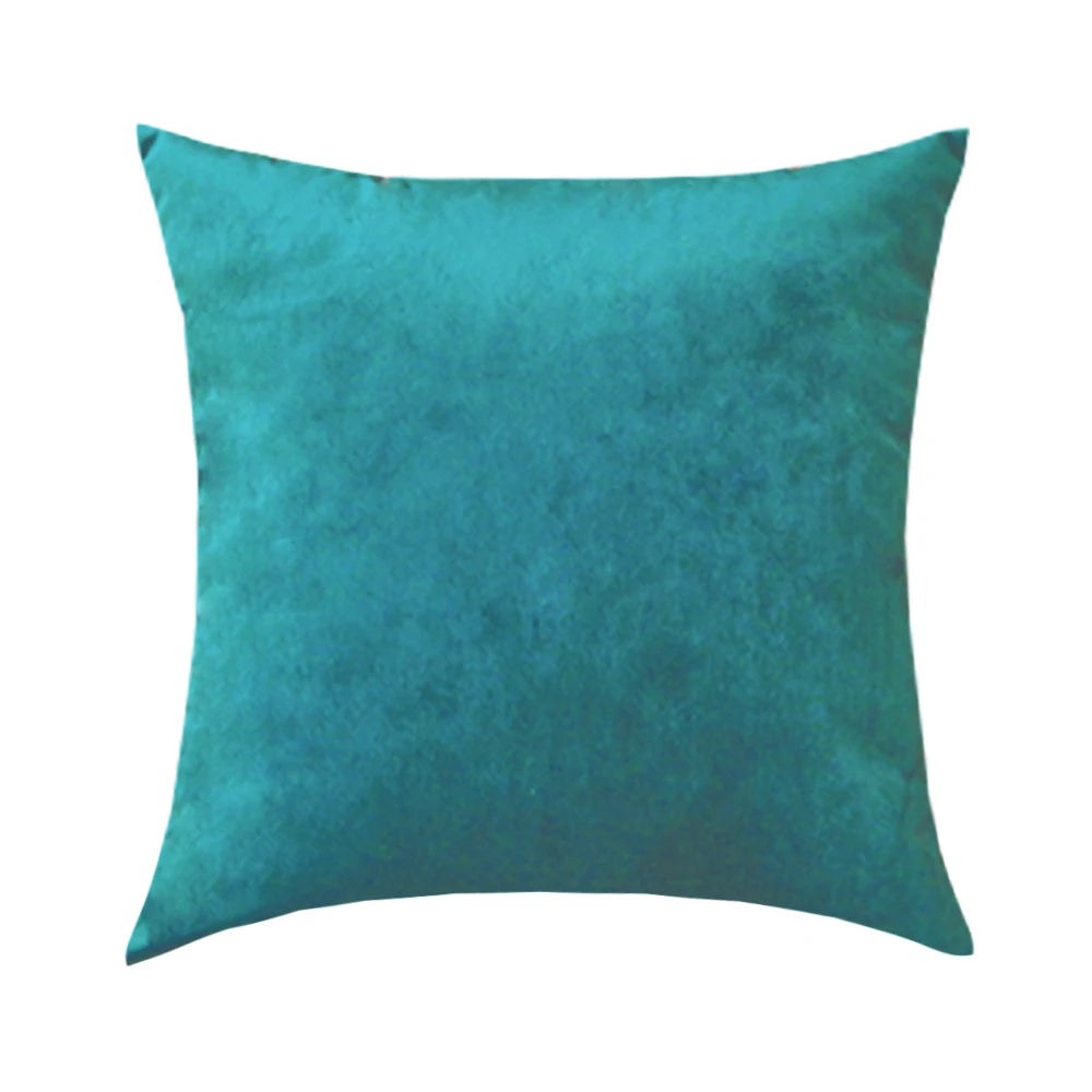 Petite housse de coussin 35 x 35 cm en velours bleu paon