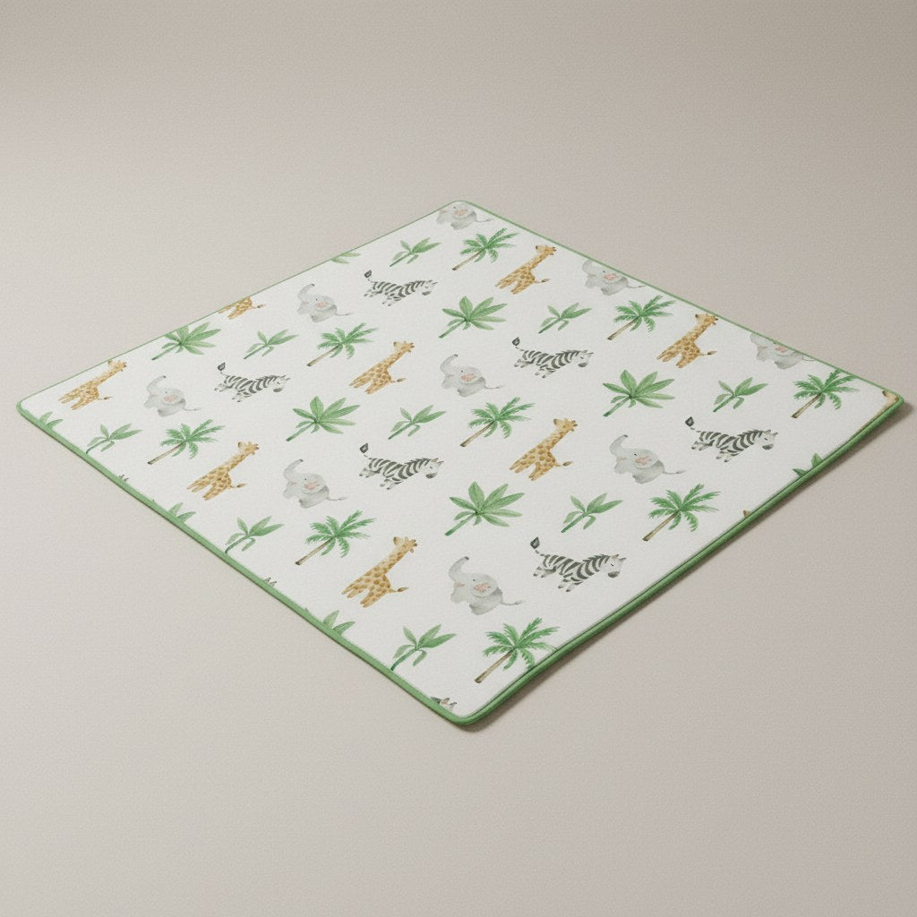 Tapis de sol bébé matelassé imperméable, motif jungle