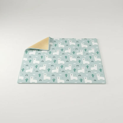 Tapis de sol bébé matelassé imperméable, motif lamas